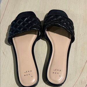 a new day Black Quilted Slide Mules